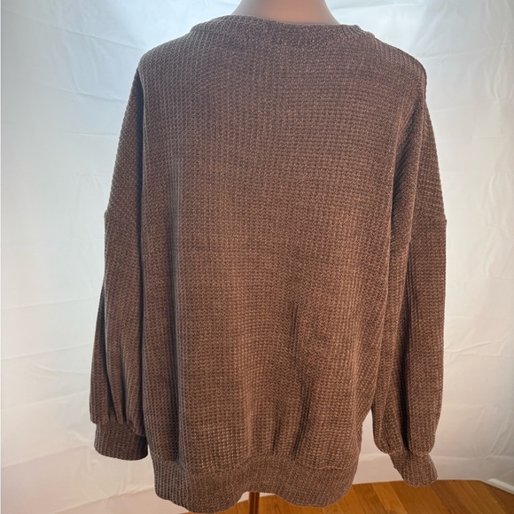 First Love Tan Crew Neck Sweater Chunky Knit Relaxed Fit - Picture 2 of 6